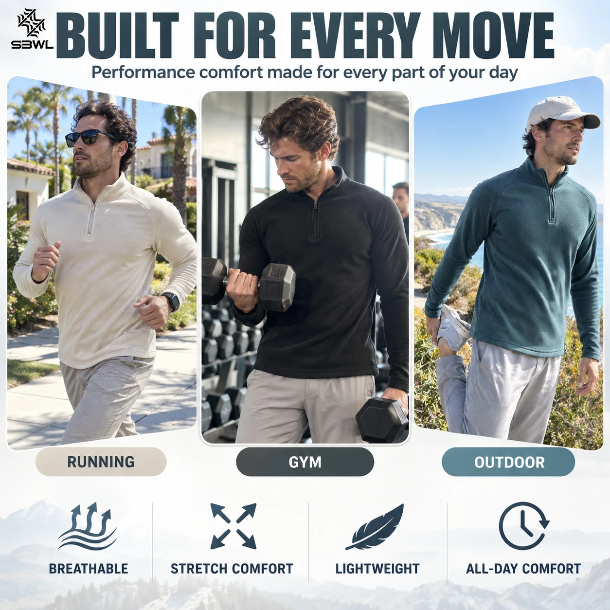 SBWL 2026 High-quality Outdoor Sports Inner Lining Autumn/Winter Warm Long-sleeved Stand-up Collar Tops Running Fitness Jackets
