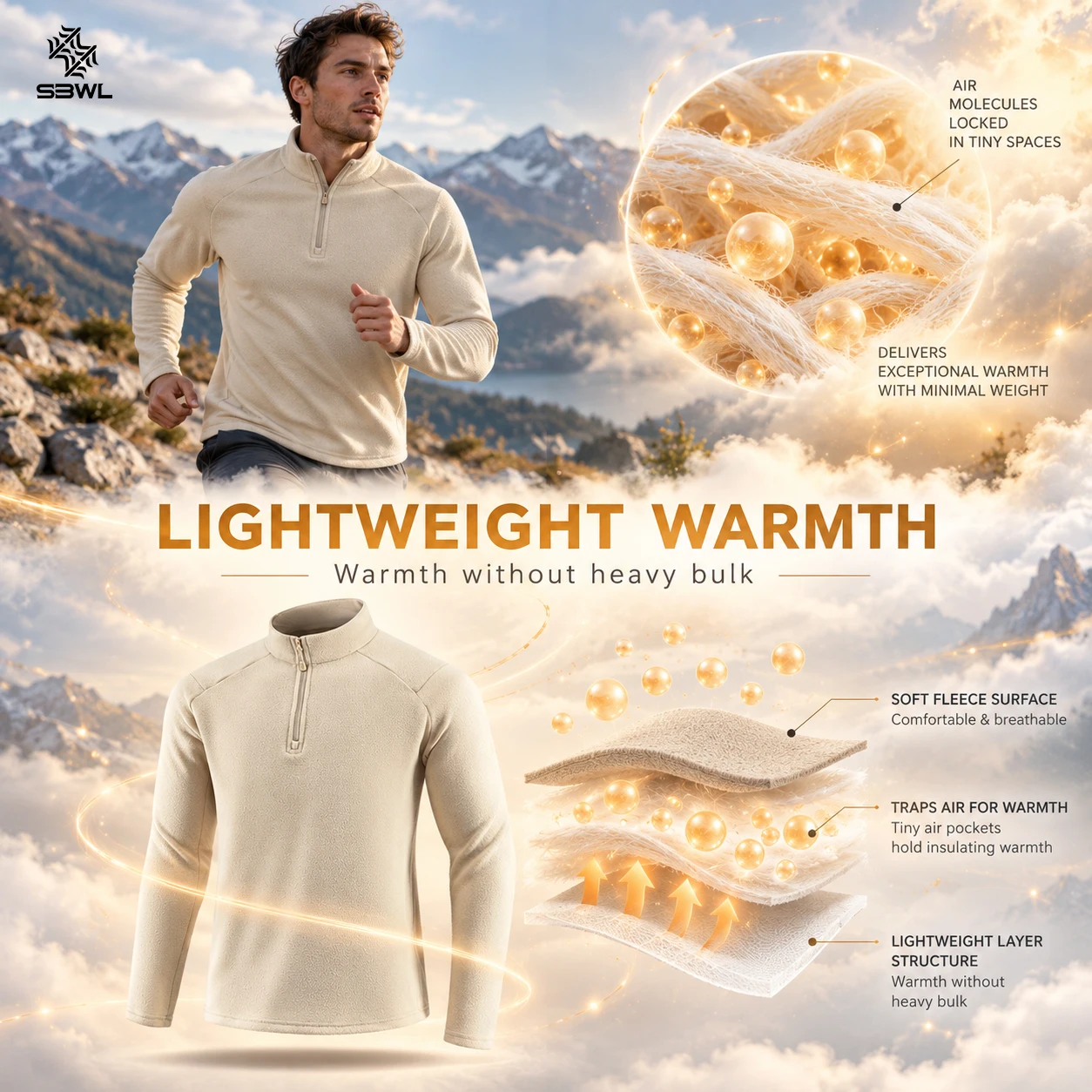 SBWL 2026 High-quality Outdoor Sports Inner Lining Autumn/Winter Warm Long-sleeved Stand-up Collar Tops Running Fitness Jackets