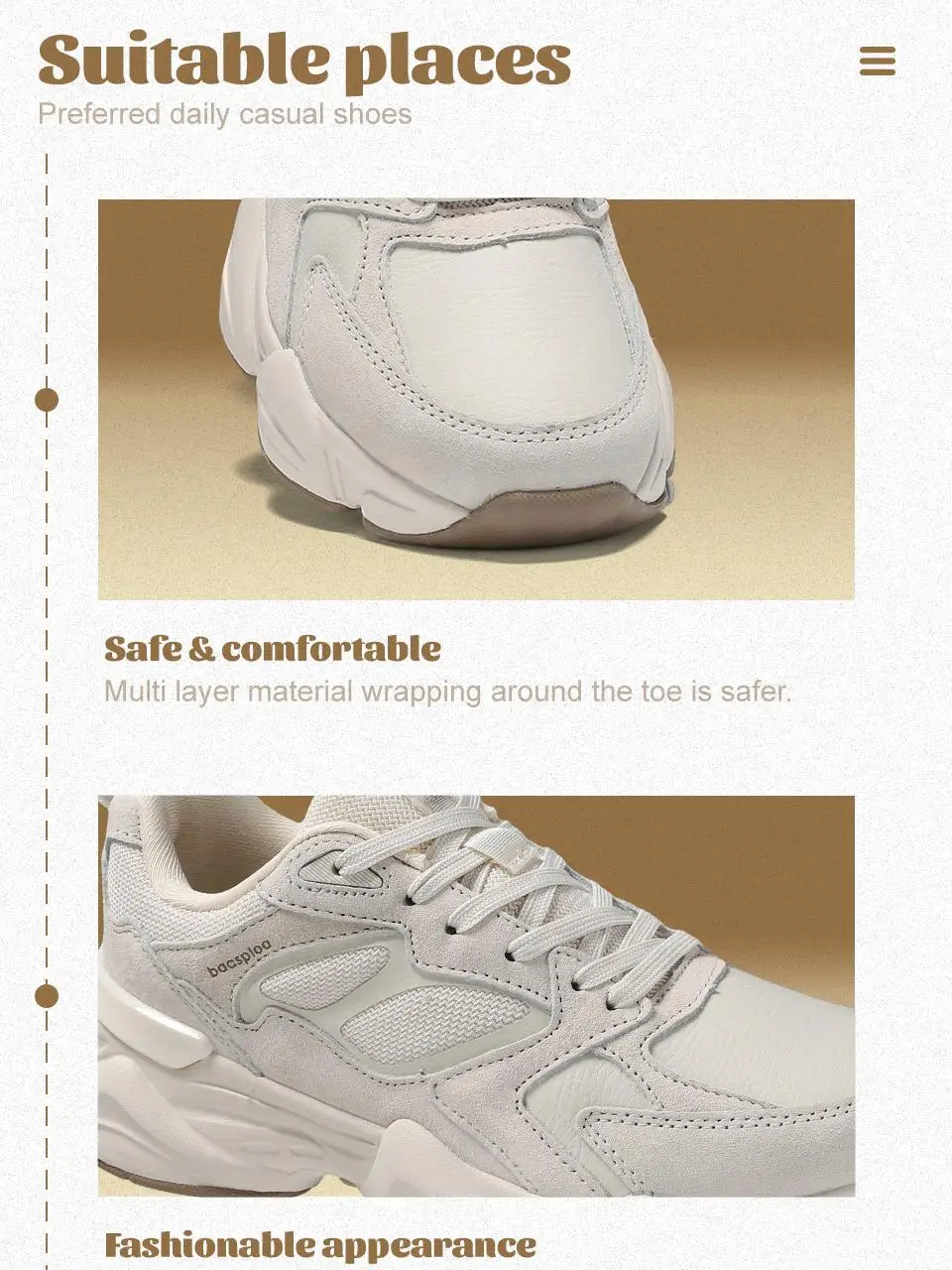 Baasploa Women Casual Shoes Comfort Leather Walking Sneakers For Women Solid Color Fashion Sport Shoes Non-Slip Hight Increase