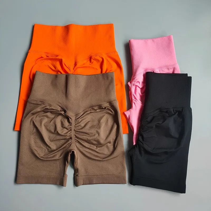 Summer High-Waist Yoga Shorts for Women Fitness Workout Shorts Booty-Lifting Sport Gym Soft Breathable Running Cycling Shorts