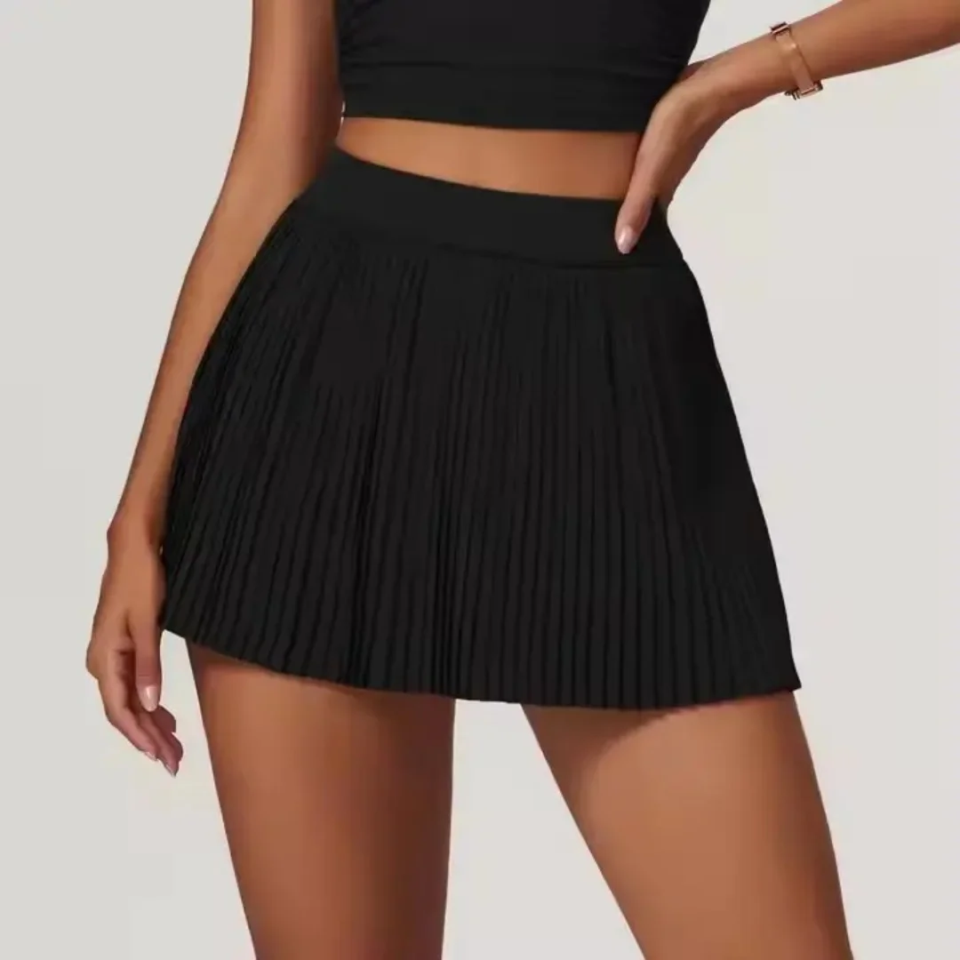 Women's fashion 2-in-1 golf tennis skirt pleated fitness suit with inner pocket, women's sexy style