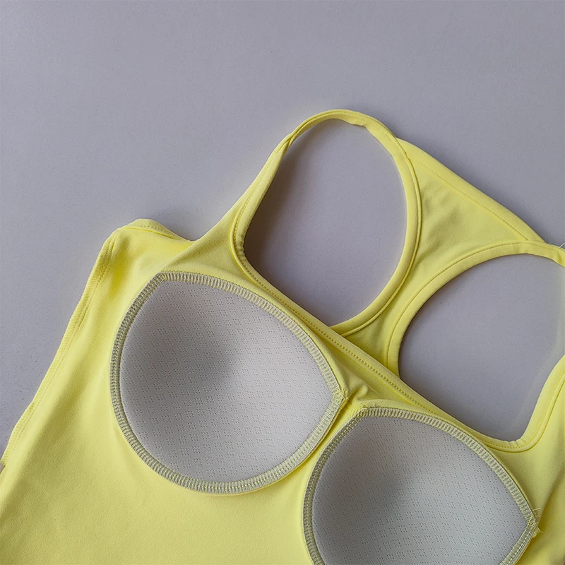 Sports and Fitness Vest with Chest Pad Summer Shockproof Beauty Back Nude Feeling Suit Pilates Training Yoga Top Yoga Clothing
