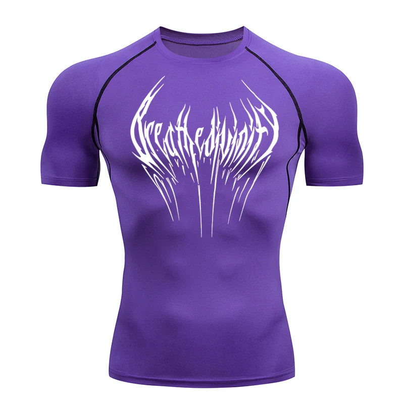 New Summer Running T-Shirt Men Short Sleeve Compression Shirt Gym Sports Top Black Quick Dry Breathable MMA Fitness Clothing