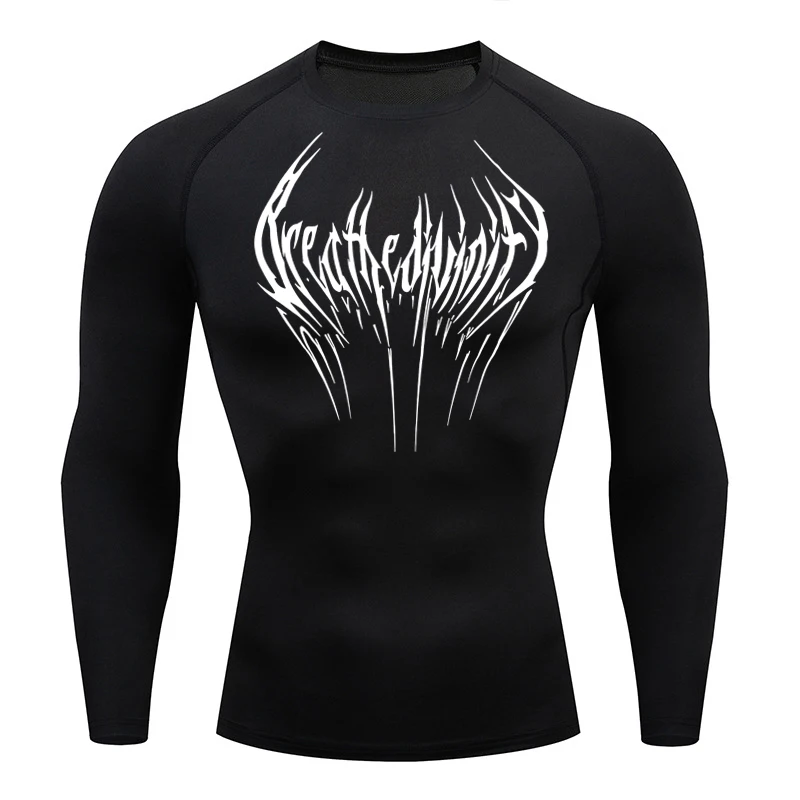 New Summer Running T-Shirt Men Short Sleeve Compression Shirt Gym Sports Top Black Quick Dry Breathable MMA Fitness Clothing