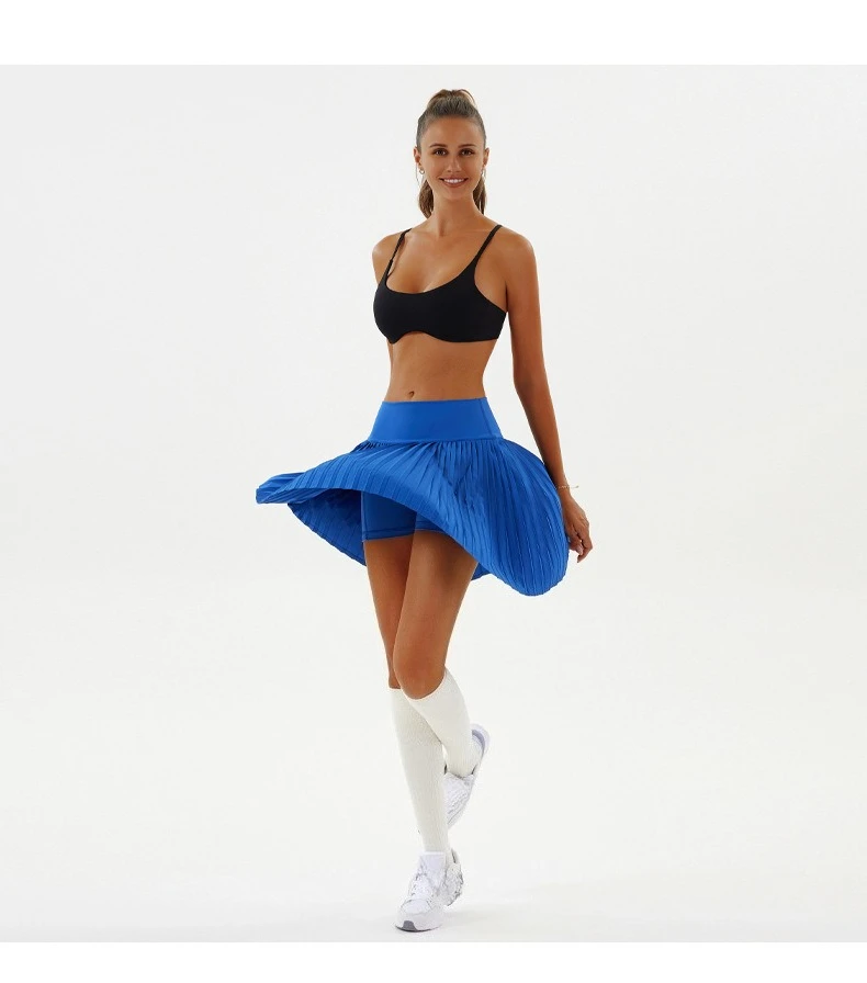 Sexy Fitness Yoga Shorts Dancing High Waist Women Tennis Pleated Skirt with Inner Lining High Waist Double Layer Design Sport