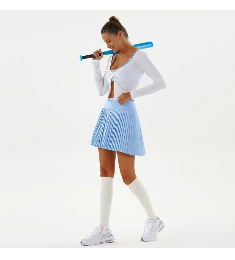 Sexy Fitness Yoga Shorts Dancing High Waist Women Tennis Pleated Skirt with Inner Lining High Waist Double Layer Design Sport