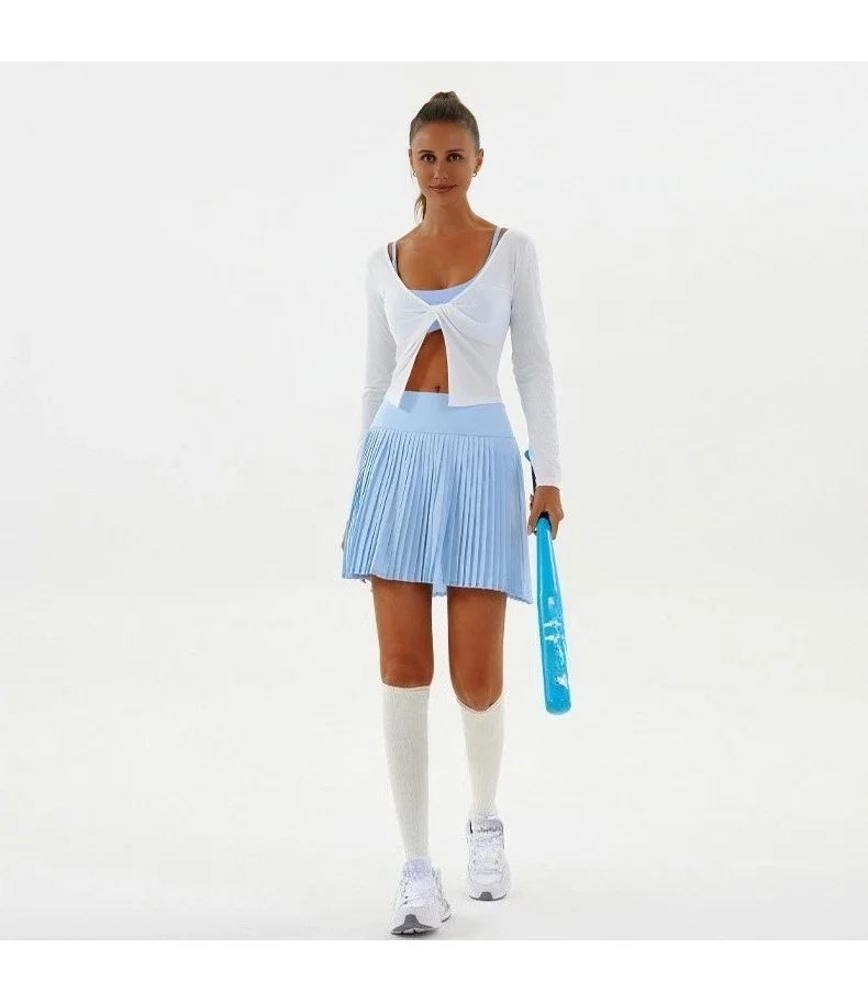 Sexy Fitness Yoga Shorts Dancing High Waist Women Tennis Pleated Skirt with Inner Lining High Waist Double Layer Design Sport