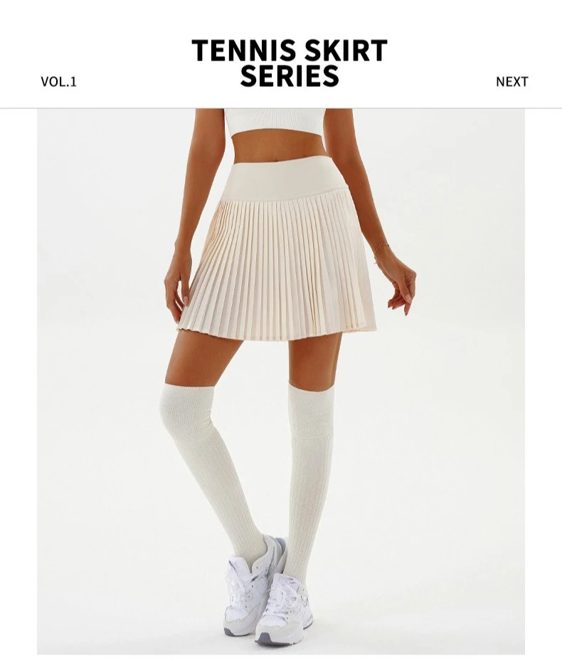 Sexy Fitness Yoga Shorts Dancing High Waist Women Tennis Pleated Skirt with Inner Lining High Waist Double Layer Design Sport