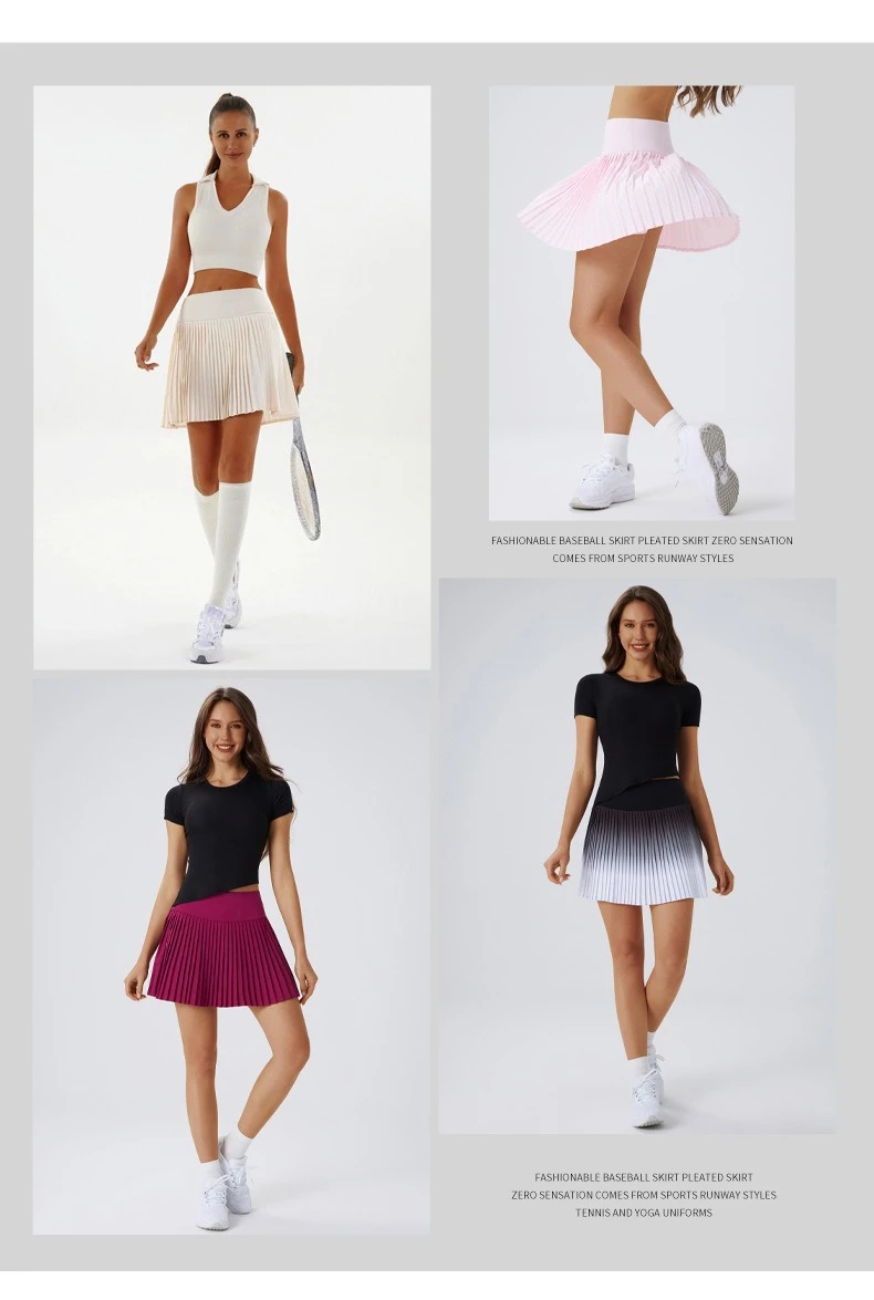 Sexy Fitness Yoga Shorts Dancing High Waist Women Tennis Pleated Skirt with Inner Lining High Waist Double Layer Design Sport