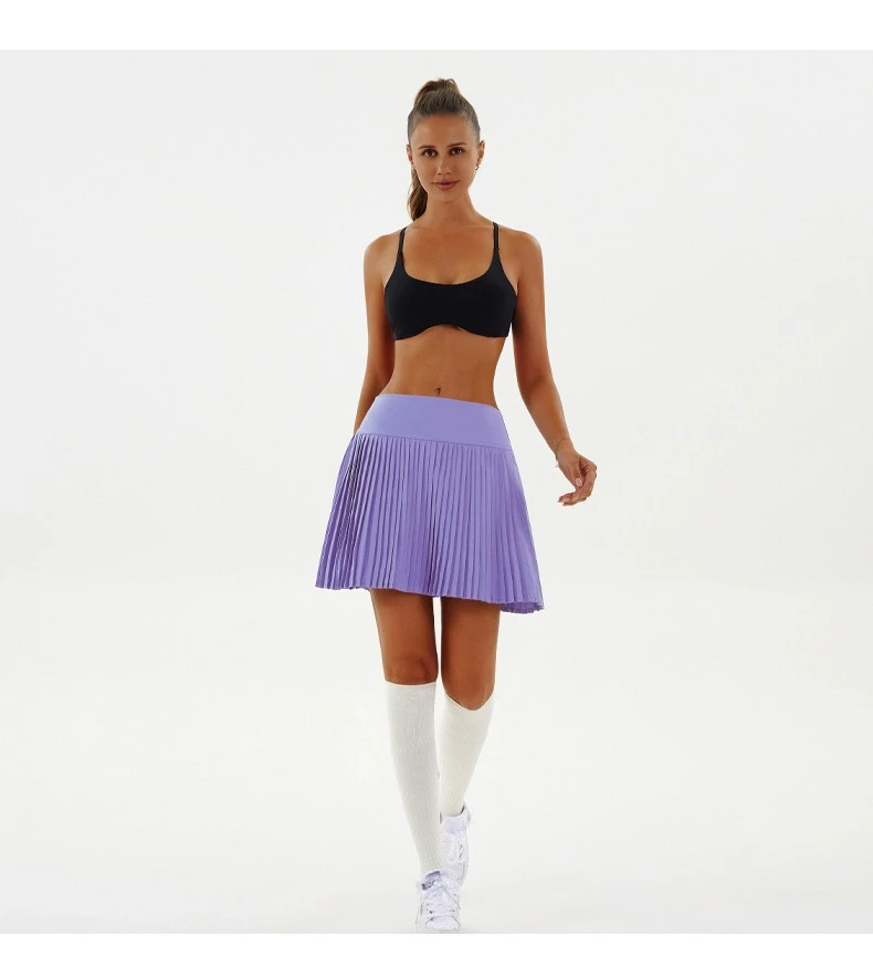 Sexy Fitness Yoga Shorts Dancing High Waist Women Tennis Pleated Skirt with Inner Lining High Waist Double Layer Design Sport