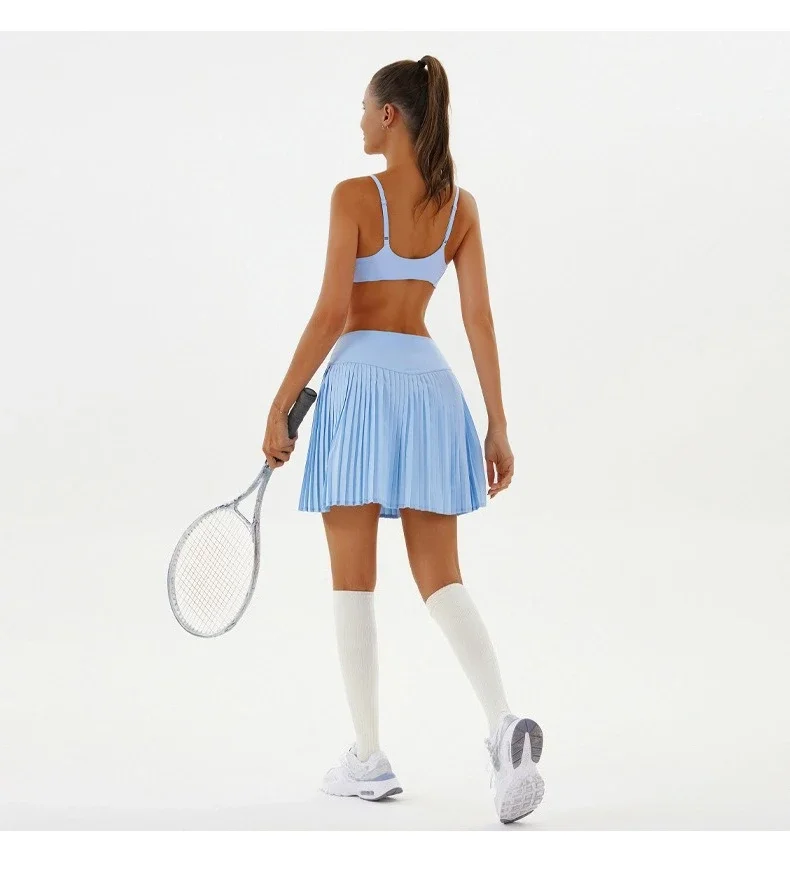 Sexy Fitness Yoga Shorts Dancing High Waist Women Tennis Pleated Skirt with Inner Lining High Waist Double Layer Design Sport