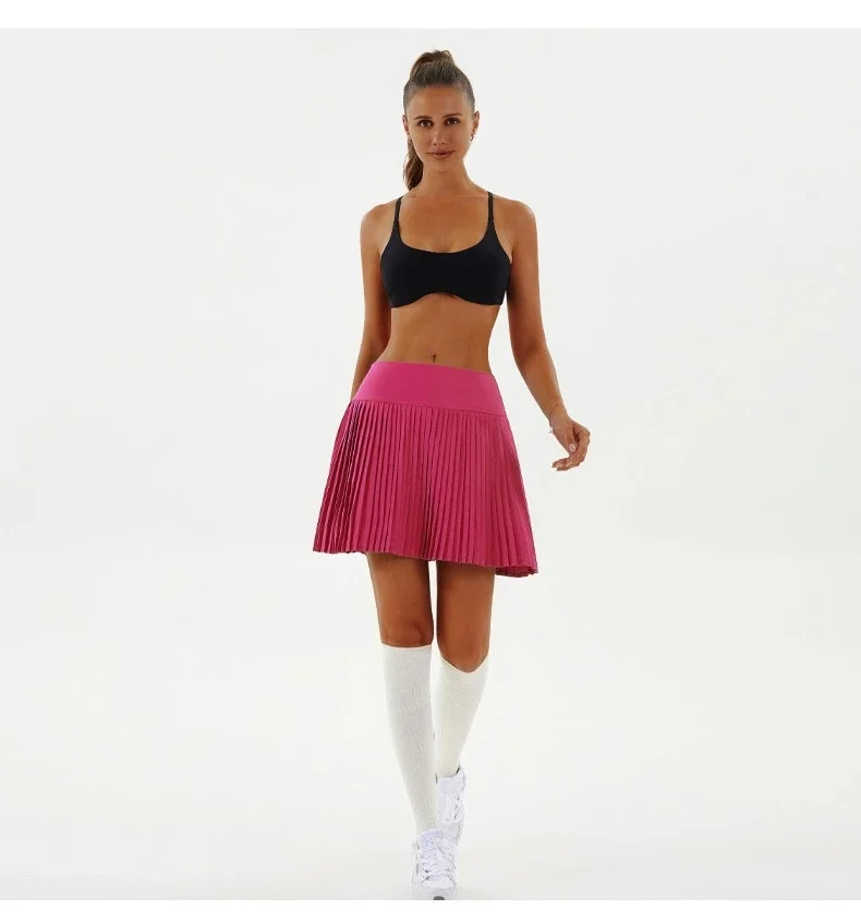 Sexy Fitness Yoga Shorts Dancing High Waist Women Tennis Pleated Skirt with Inner Lining High Waist Double Layer Design Sport