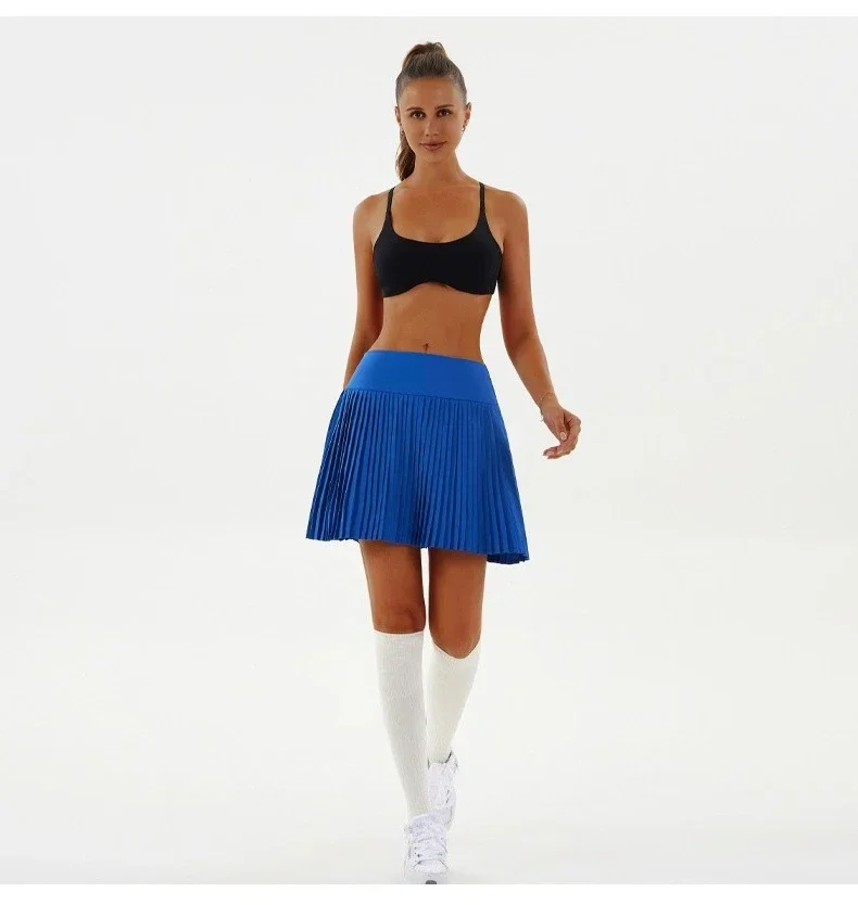 Sexy Fitness Yoga Shorts Dancing High Waist Women Tennis Pleated Skirt with Inner Lining High Waist Double Layer Design Sport