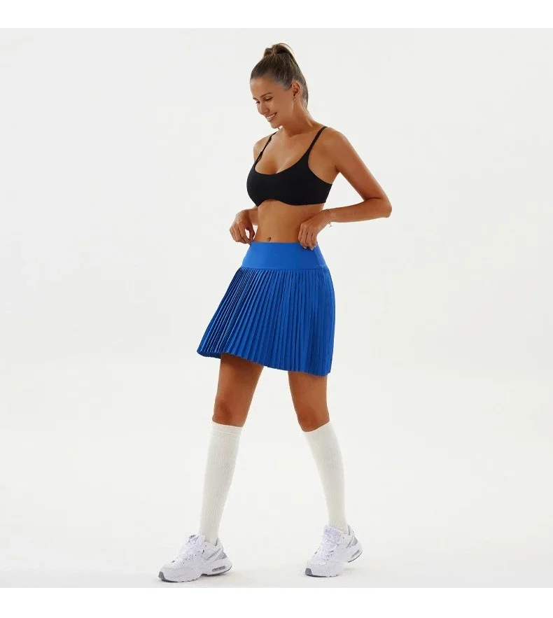Sexy Fitness Yoga Shorts Dancing High Waist Women Tennis Pleated Skirt with Inner Lining High Waist Double Layer Design Sport