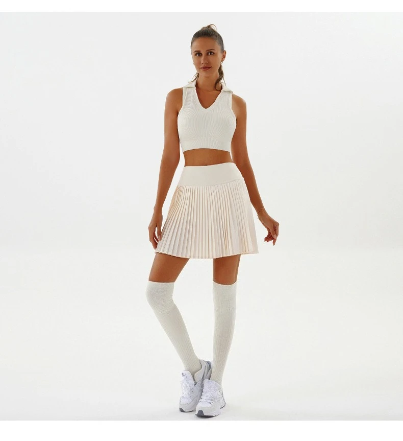 Sexy Fitness Yoga Shorts Dancing High Waist Women Tennis Pleated Skirt with Inner Lining High Waist Double Layer Design Sport