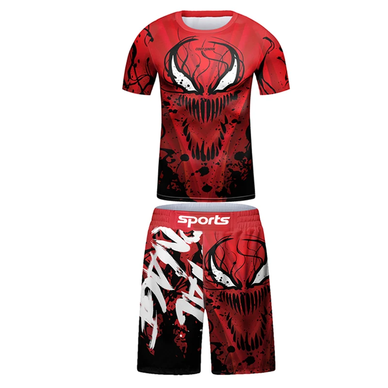 New Jiu Jitsu T-shirt For Kid MMA Shorts Bjj Rashguard Kids 4pcs/set Boy Boxe Kickboxing Mma Compression Clothing Children Suit