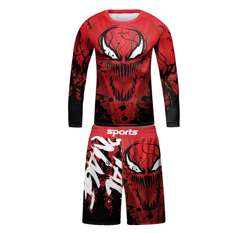 New Jiu Jitsu T-shirt For Kid MMA Shorts Bjj Rashguard Kids 4pcs/set Boy Boxe Kickboxing Mma Compression Clothing Children Suit