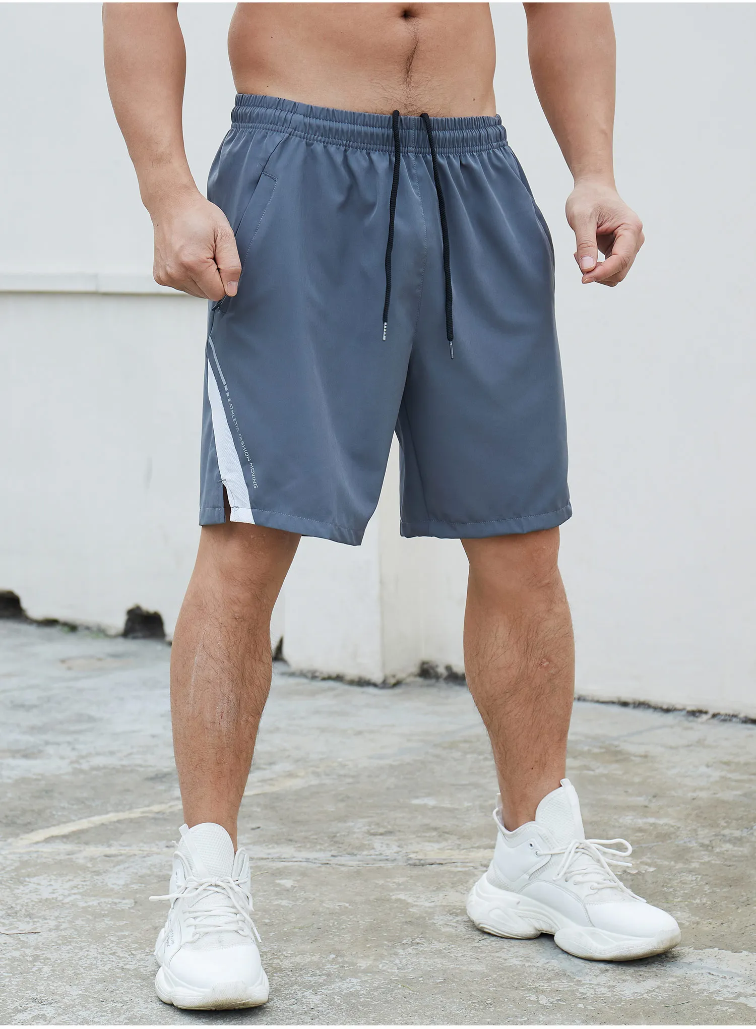 Summer Running Shorts Gym Fitness Workout Shorts Men Sport Short Pants Tennis Basketball Soccer Training Shorts Zip pocket