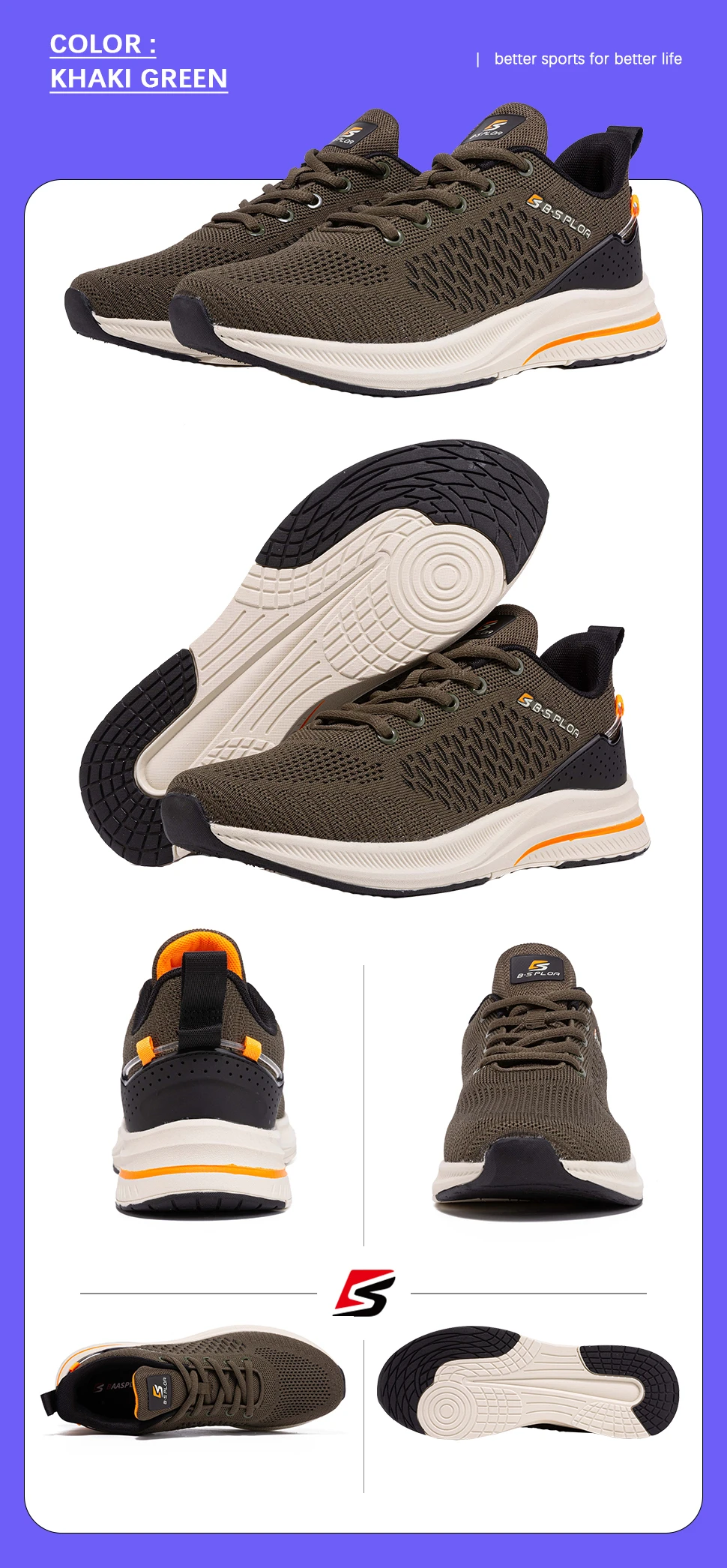 Baasploa New Men Knit Casual Walking Shoes  Breathable Trendy Sneakers Original Lightweight Shock Absorption Male Tennis Shoe