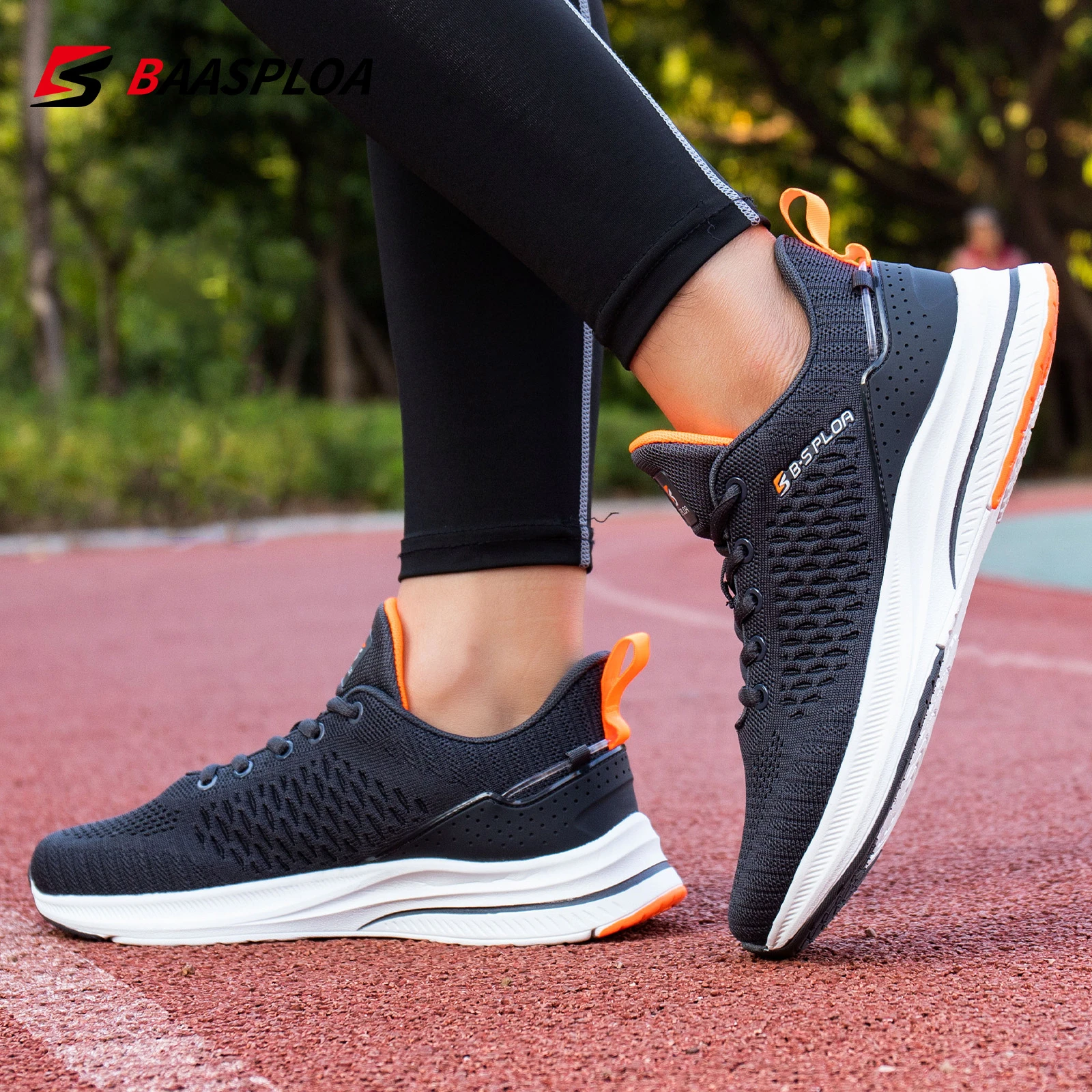 Baasploa New Men Knit Casual Walking Shoes  Breathable Trendy Sneakers Original Lightweight Shock Absorption Male Tennis Shoe