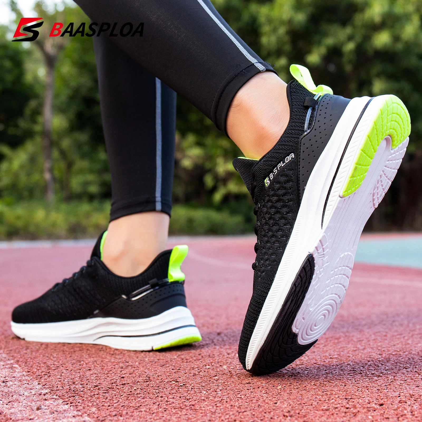 Baasploa New Men Knit Casual Walking Shoes  Breathable Trendy Sneakers Original Lightweight Shock Absorption Male Tennis Shoe