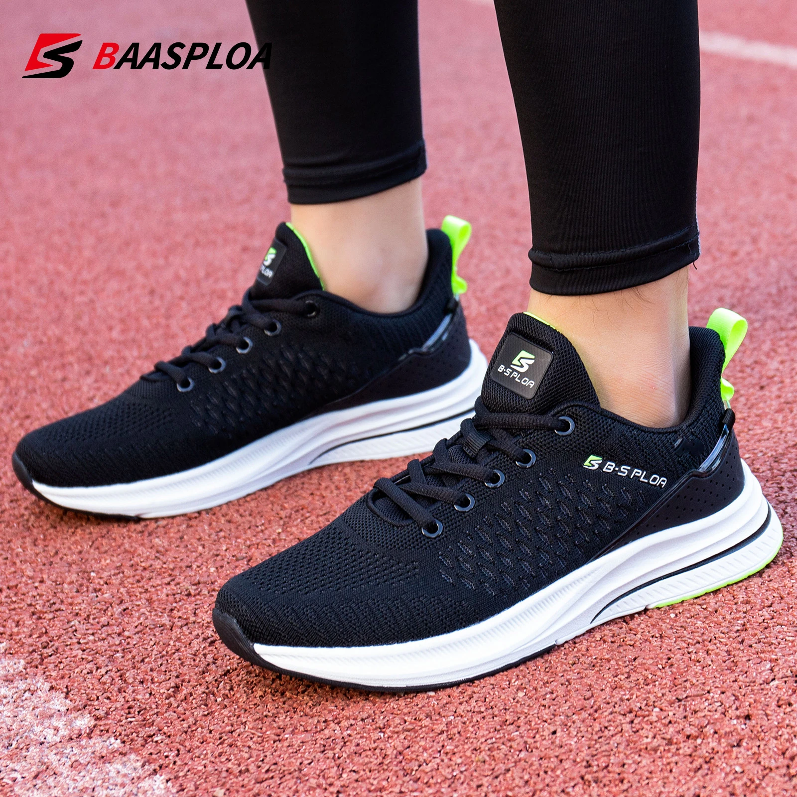 Baasploa New Men Knit Casual Walking Shoes  Breathable Trendy Sneakers Original Lightweight Shock Absorption Male Tennis Shoe