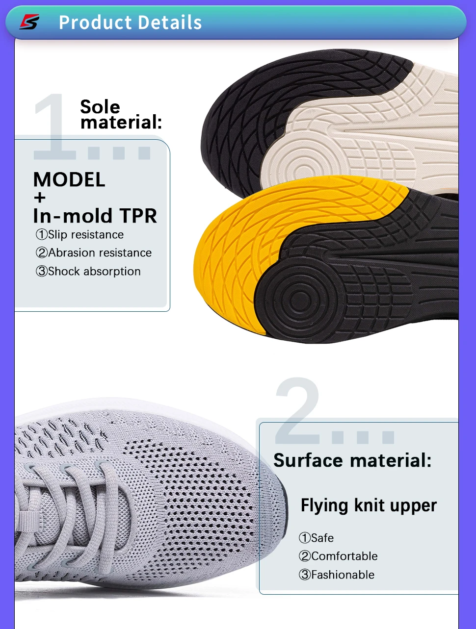 Baasploa New Men Knit Casual Walking Shoes  Breathable Trendy Sneakers Original Lightweight Shock Absorption Male Tennis Shoe