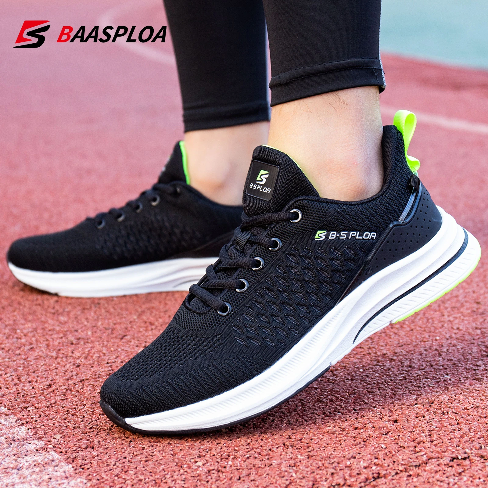 Baasploa New Men Knit Casual Walking Shoes  Breathable Trendy Sneakers Original Lightweight Shock Absorption Male Tennis Shoe