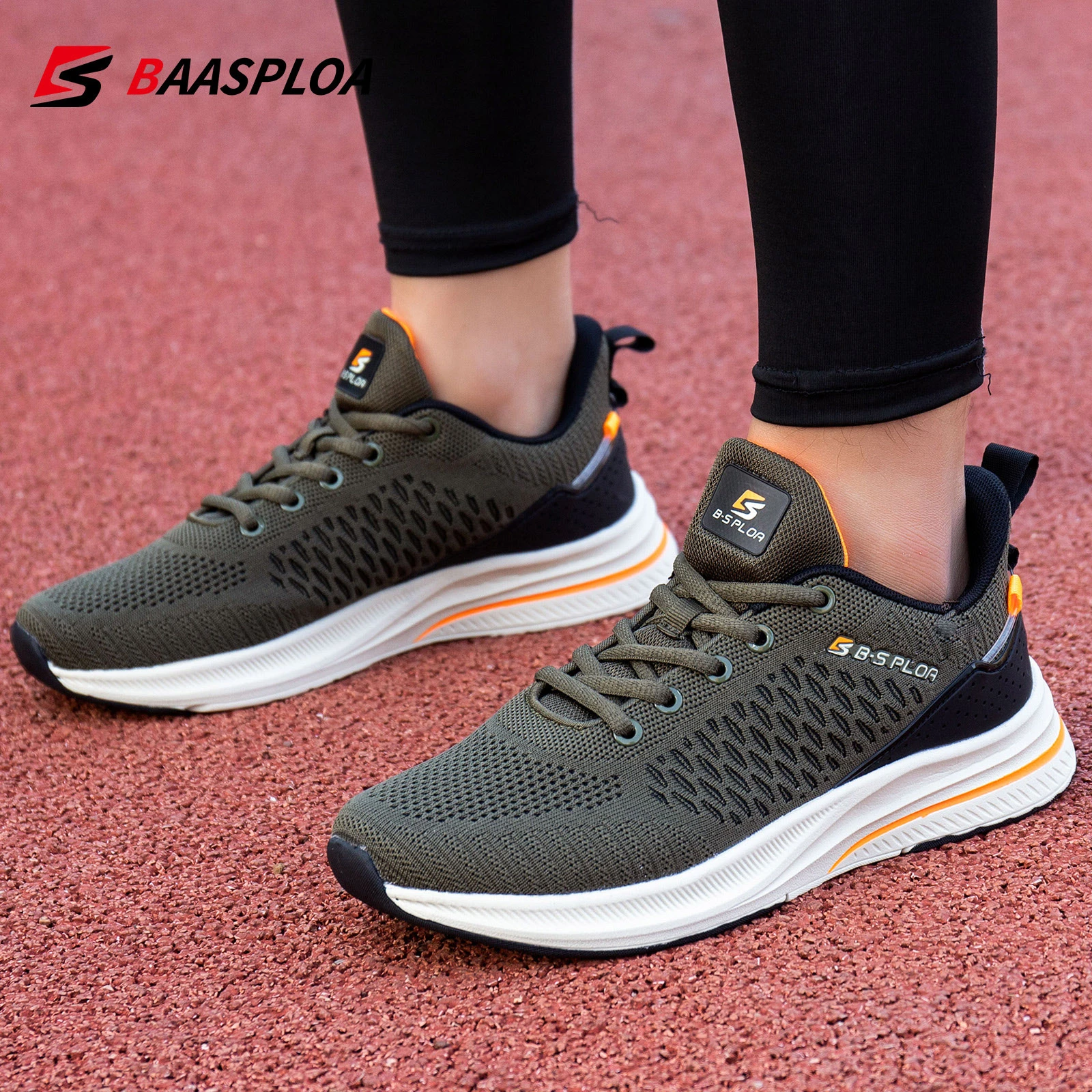 Baasploa New Men Knit Casual Walking Shoes  Breathable Trendy Sneakers Original Lightweight Shock Absorption Male Tennis Shoe