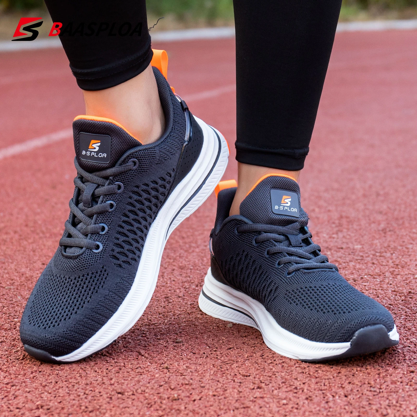 Baasploa New Men Knit Casual Walking Shoes  Breathable Trendy Sneakers Original Lightweight Shock Absorption Male Tennis Shoe