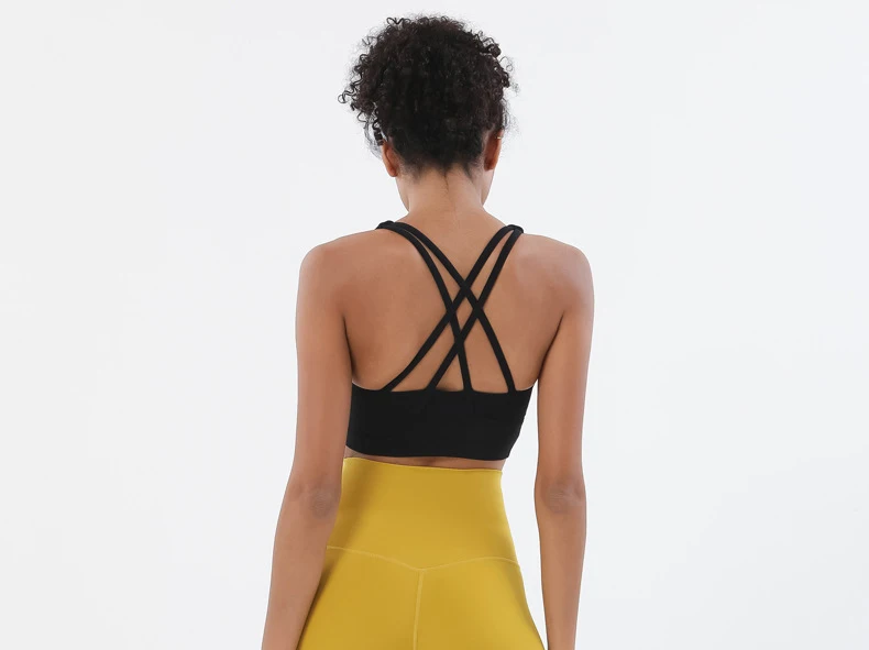 SOISOU Top Women Bra Cropped Bralette Gym Yoga Sports Bra Cross Sexy Back Female Bra Breathable Top Women's Underwear 25 Colors
