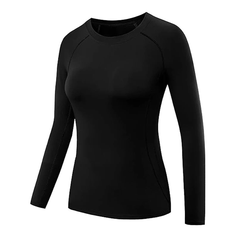 Graphic Print Compression Shirt for Women Gym Athletic Workout Running Quick Dry T-Shirts Spring Fall Long Sleeve Baselayer Tops