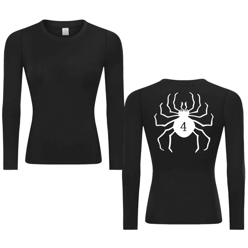 Graphic Print Compression Shirt for Women Gym Athletic Workout Running Quick Dry T-Shirts Spring Fall Long Sleeve Baselayer Tops