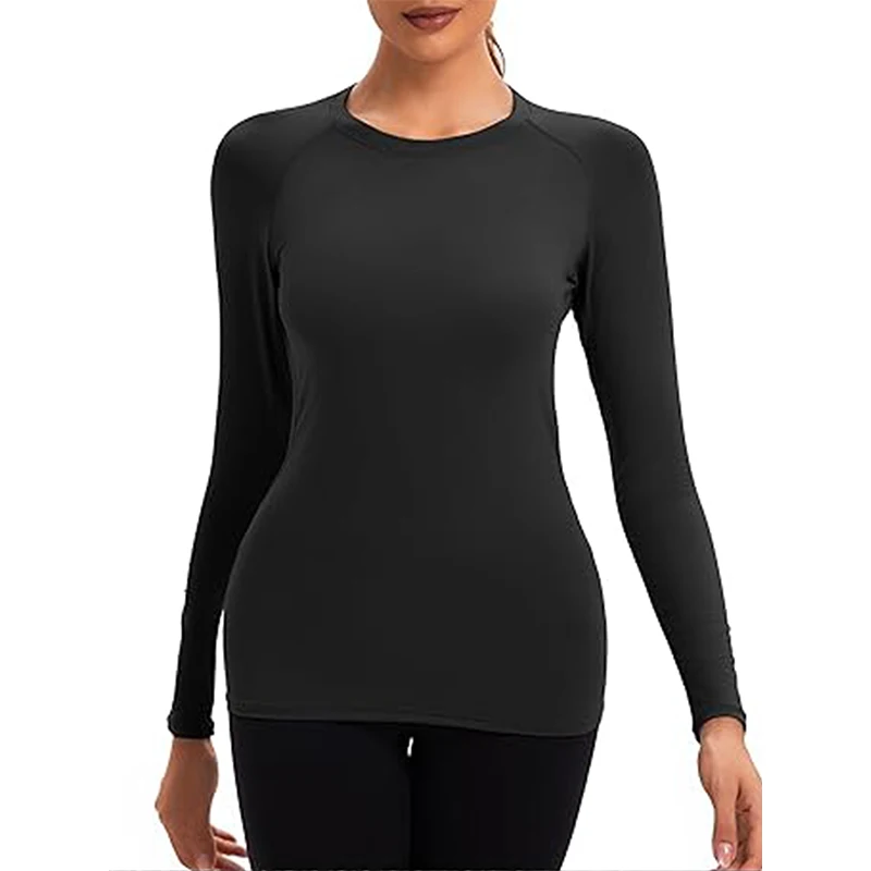 Graphic Print Compression Shirt for Women Gym Athletic Workout Running Quick Dry T-Shirts Spring Fall Long Sleeve Baselayer Tops