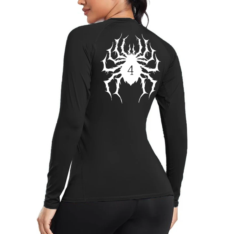 Graphic Print Compression Shirt for Women Gym Athletic Workout Running Quick Dry T-Shirts Spring Fall Long Sleeve Baselayer Tops