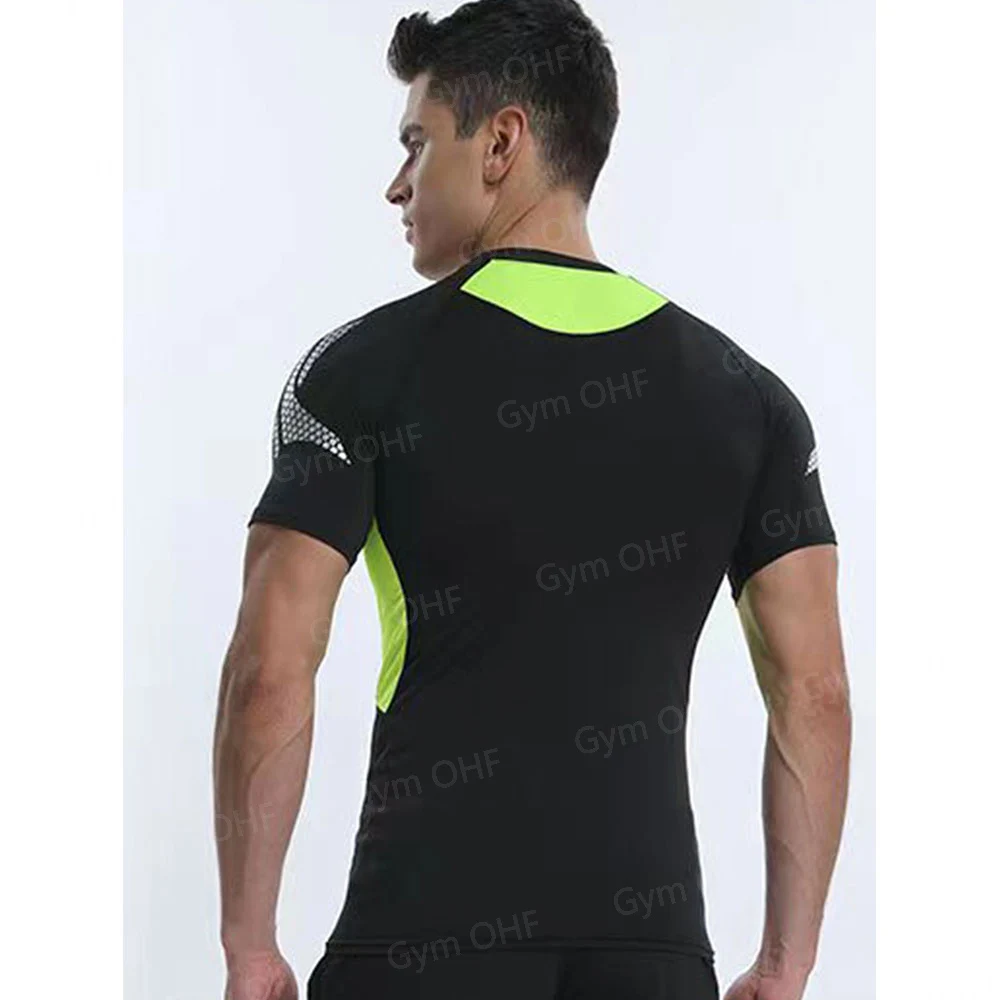 Men's Tight Compression T-shirt Solid Color Fitness Short Sleeve Quick Dry TShirts Sportswear Top Jogging Sweatshirt Rashguard