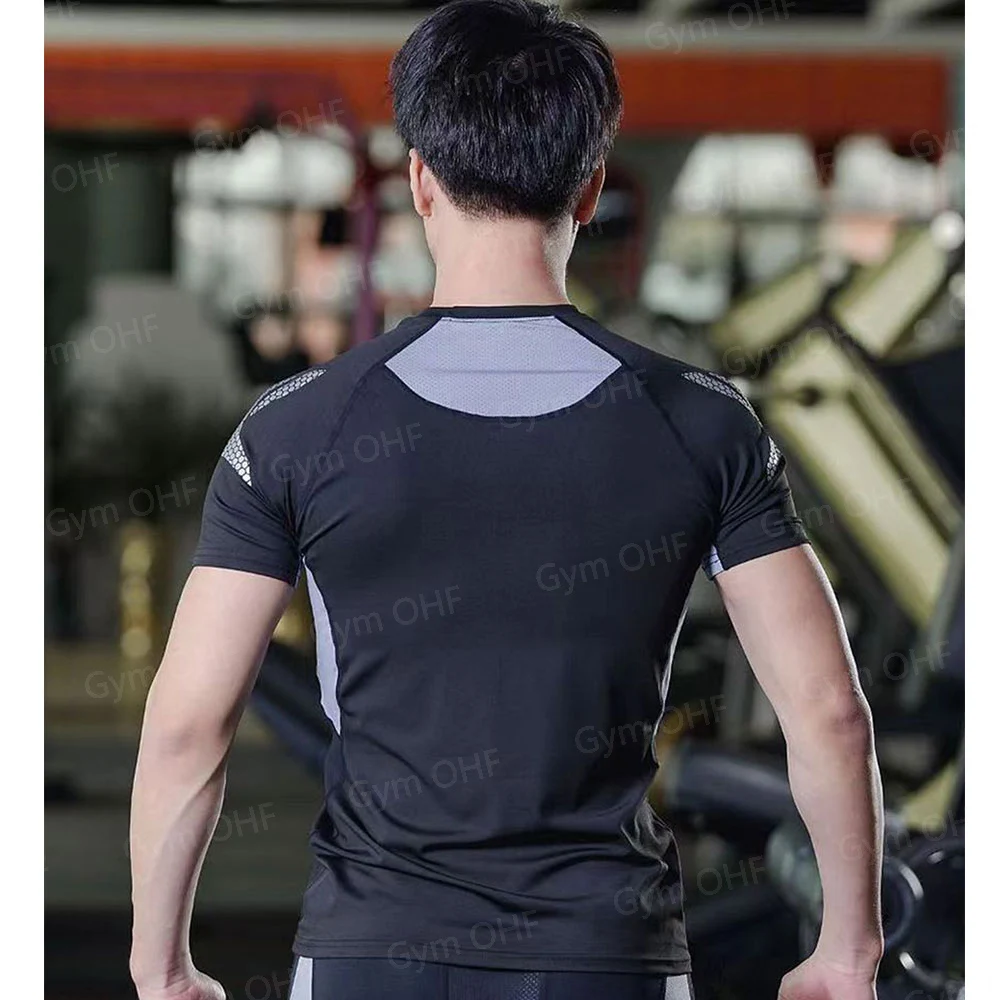 Men's Tight Compression T-shirt Solid Color Fitness Short Sleeve Quick Dry TShirts Sportswear Top Jogging Sweatshirt Rashguard