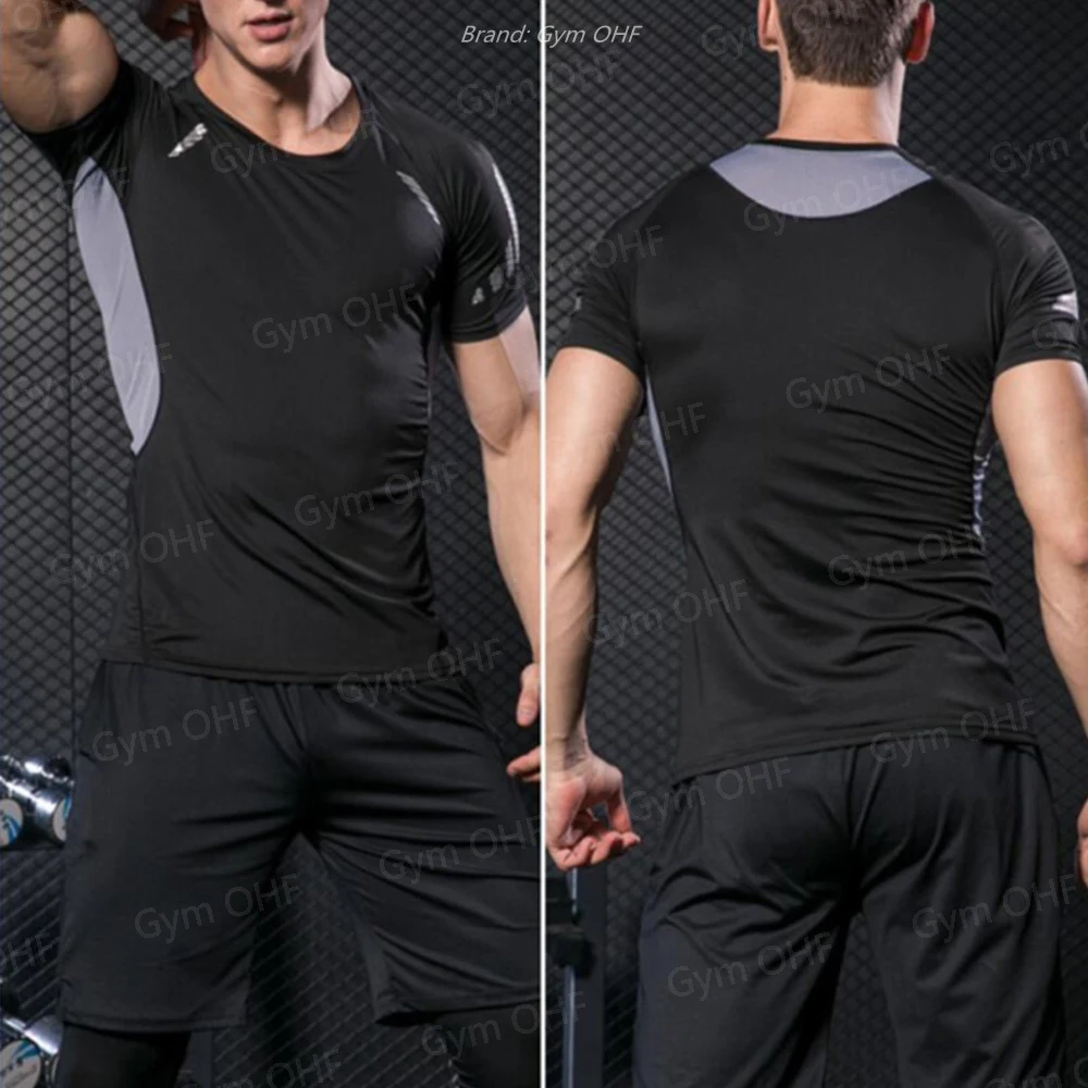 Men's Tight Compression T-shirt Solid Color Fitness Short Sleeve Quick Dry TShirts Sportswear Top Jogging Sweatshirt Rashguard