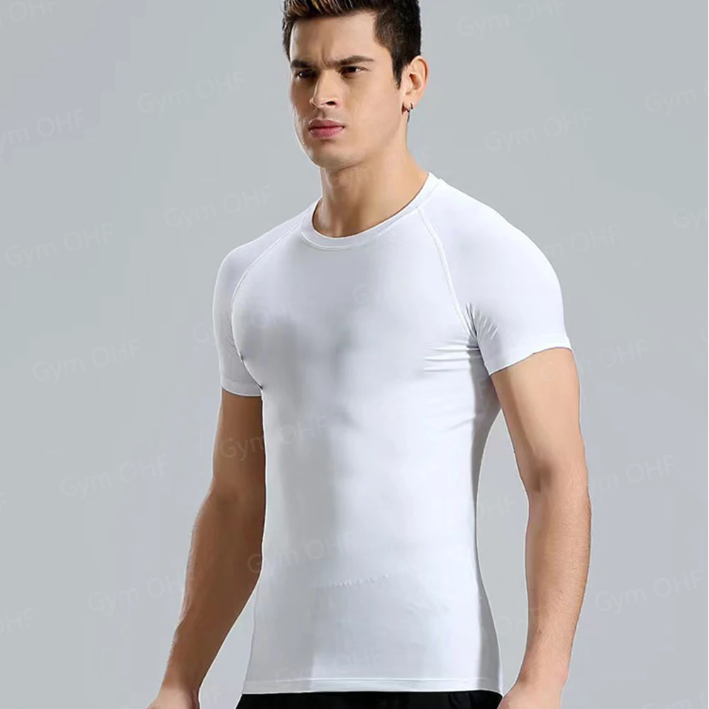 Men's Tight Compression T-shirt Solid Color Fitness Short Sleeve Quick Dry TShirts Sportswear Top Jogging Sweatshirt Rashguard