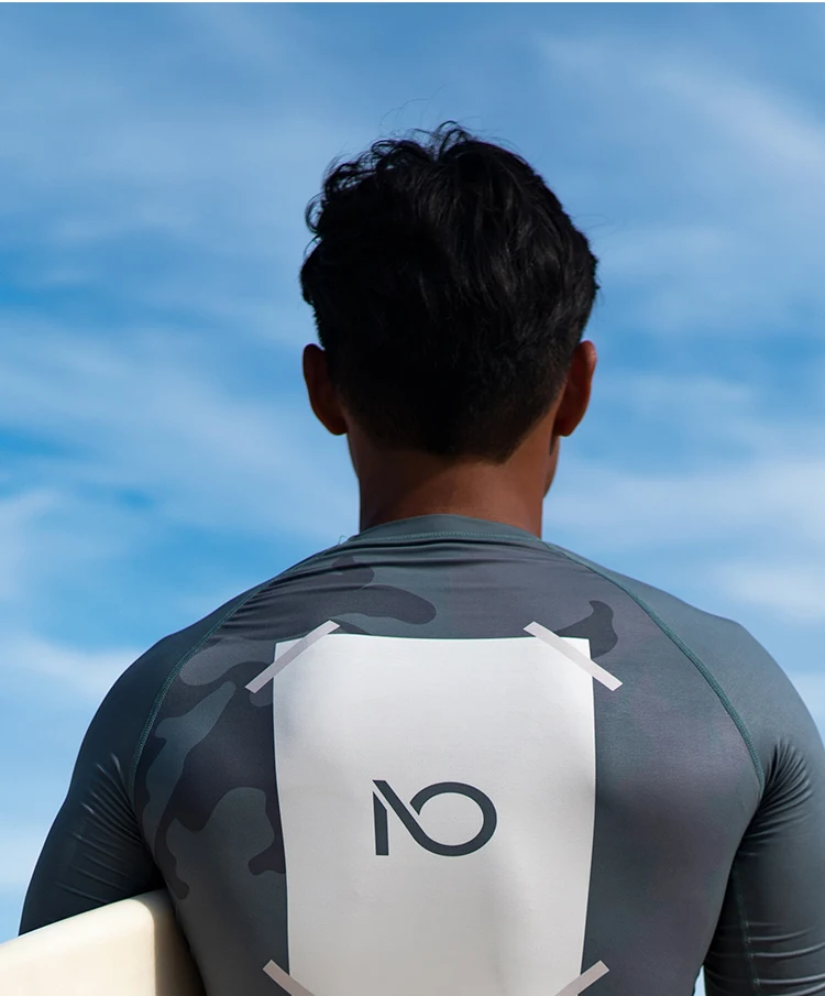 Nu-June Men Swimsuit Swimming T-shirt Beach UV Protection Swimwear Rash Guard Long Sleeve Surfing Diving Swimsuit Surf T-shirt