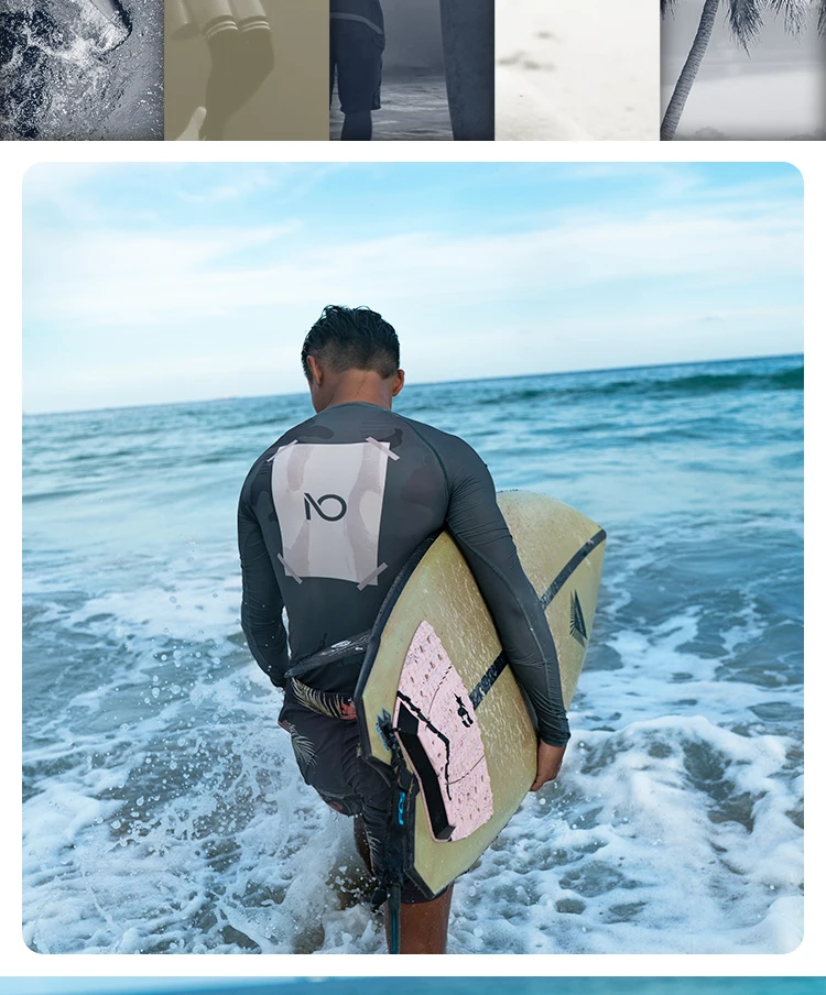 Nu-June Men Swimsuit Swimming T-shirt Beach UV Protection Swimwear Rash Guard Long Sleeve Surfing Diving Swimsuit Surf T-shirt
