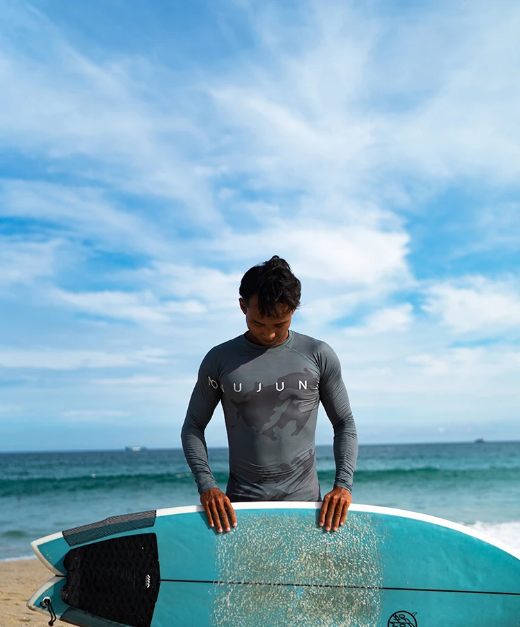 Nu-June Men Swimsuit Swimming T-shirt Beach UV Protection Swimwear Rash Guard Long Sleeve Surfing Diving Swimsuit Surf T-shirt
