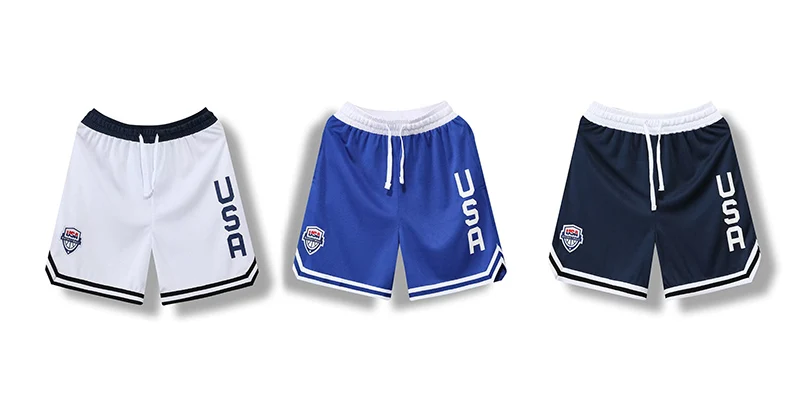 USA Print Basketball Shorts Training Men Active Shorts Loose Pockets Cycling Exercise Training Running Gum Sports Bottom Clothes