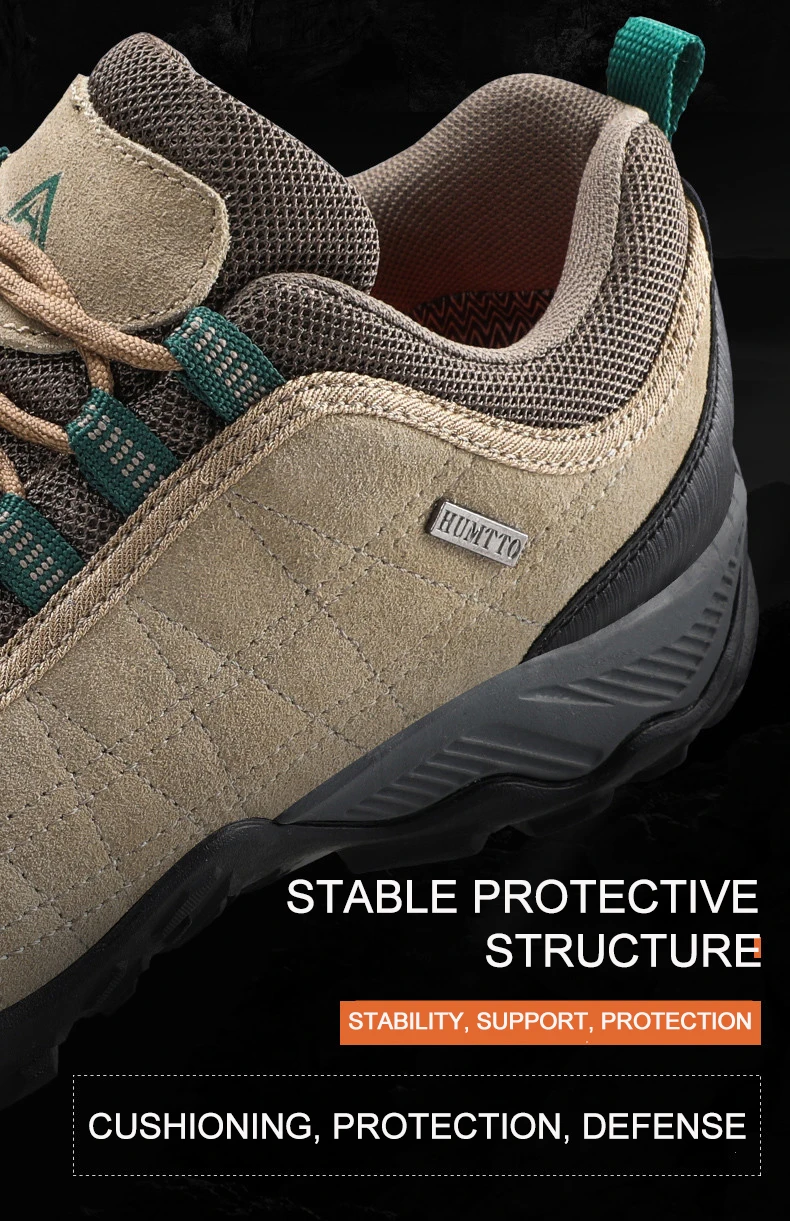 Humtto New Arrival Leather Hiking Shoes Wear-resistant Outdoor Sport Men Shoes Lace-Up Mens Climbing Trekking Hunting Sneakers