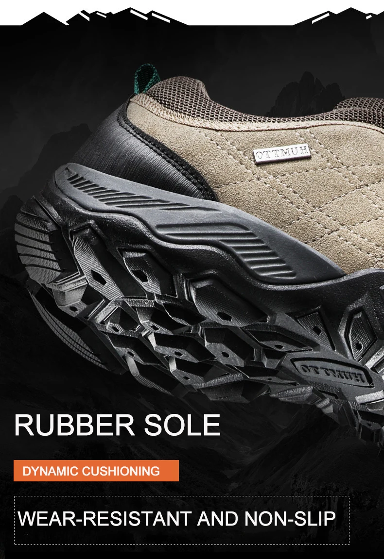 Humtto New Arrival Leather Hiking Shoes Wear-resistant Outdoor Sport Men Shoes Lace-Up Mens Climbing Trekking Hunting Sneakers