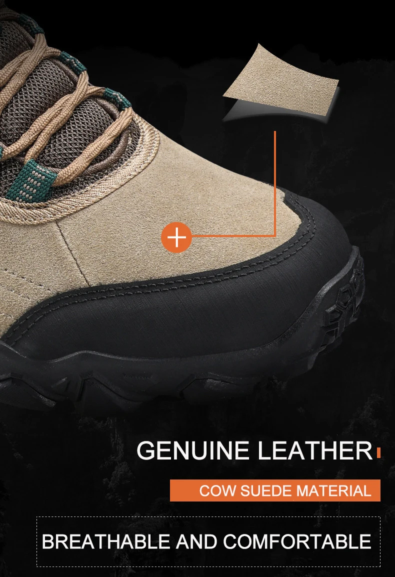 Humtto New Arrival Leather Hiking Shoes Wear-resistant Outdoor Sport Men Shoes Lace-Up Mens Climbing Trekking Hunting Sneakers