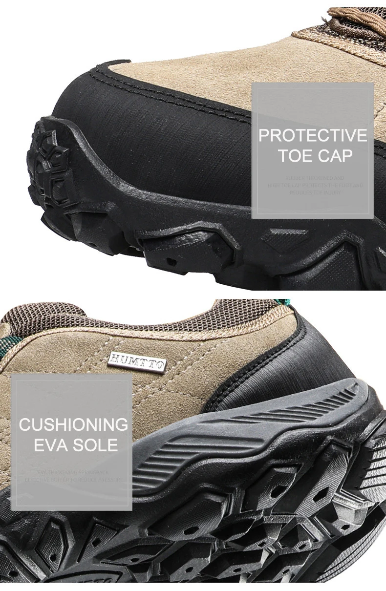 Humtto New Arrival Leather Hiking Shoes Wear-resistant Outdoor Sport Men Shoes Lace-Up Mens Climbing Trekking Hunting Sneakers