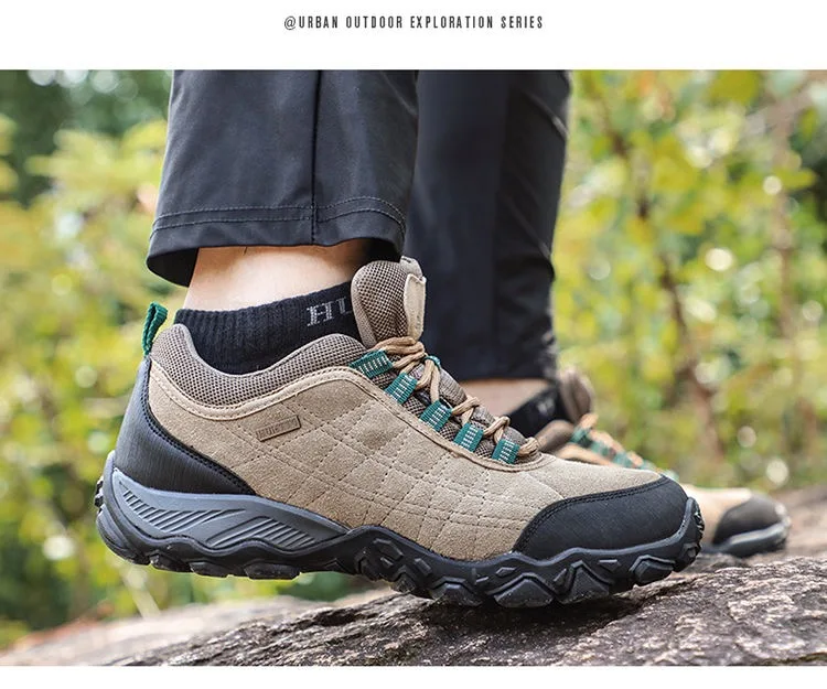 Humtto New Arrival Leather Hiking Shoes Wear-resistant Outdoor Sport Men Shoes Lace-Up Mens Climbing Trekking Hunting Sneakers