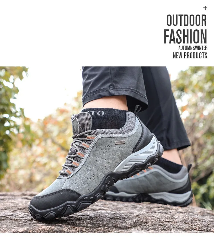 Humtto New Arrival Leather Hiking Shoes Wear-resistant Outdoor Sport Men Shoes Lace-Up Mens Climbing Trekking Hunting Sneakers