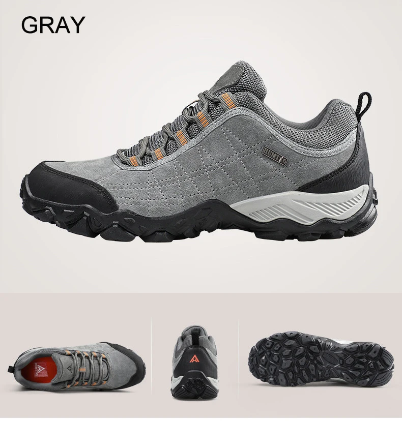 Humtto New Arrival Leather Hiking Shoes Wear-resistant Outdoor Sport Men Shoes Lace-Up Mens Climbing Trekking Hunting Sneakers